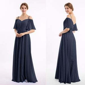 NWT Babaroni Spaghetti Strap Chiffon Dress Dark Navy GERI | custom size 10/12